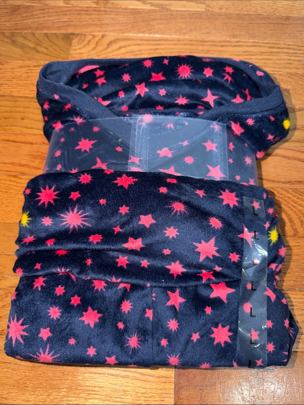 Cuddl Duds Navy Fleece Pajama Set with Pink Star Print - Picture 2 of 3